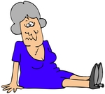 Clipart Illustration Of A Gray Haired Lady In A Blue Dress Dazed And