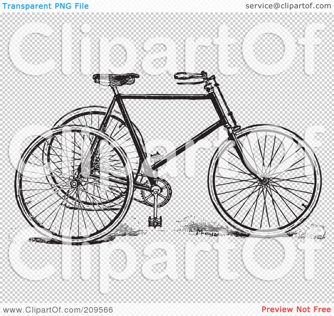 Clipart Illustration Of A Retro Black And White Tricycle By Bestvector