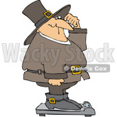 Clipart Illustration Of An Overweight Pilgrim Man Standing Confused