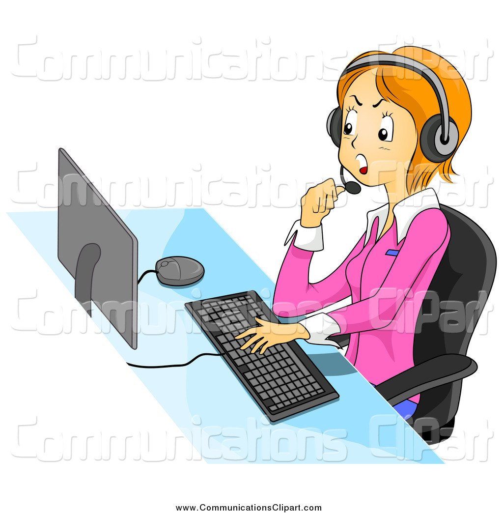 Communication Clipart Of A Mad Red Haired White Female Customer    
