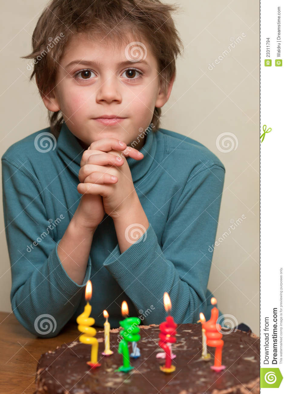 Cute Boy At Birthday Cake Stock Images   Image  23311794
