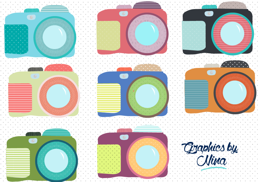 Cute Colorful Cameras Clipart   Illustrations On Creative Market