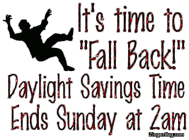 Fall Back Daylight Savings Time Ends Glitter Graphic Comment