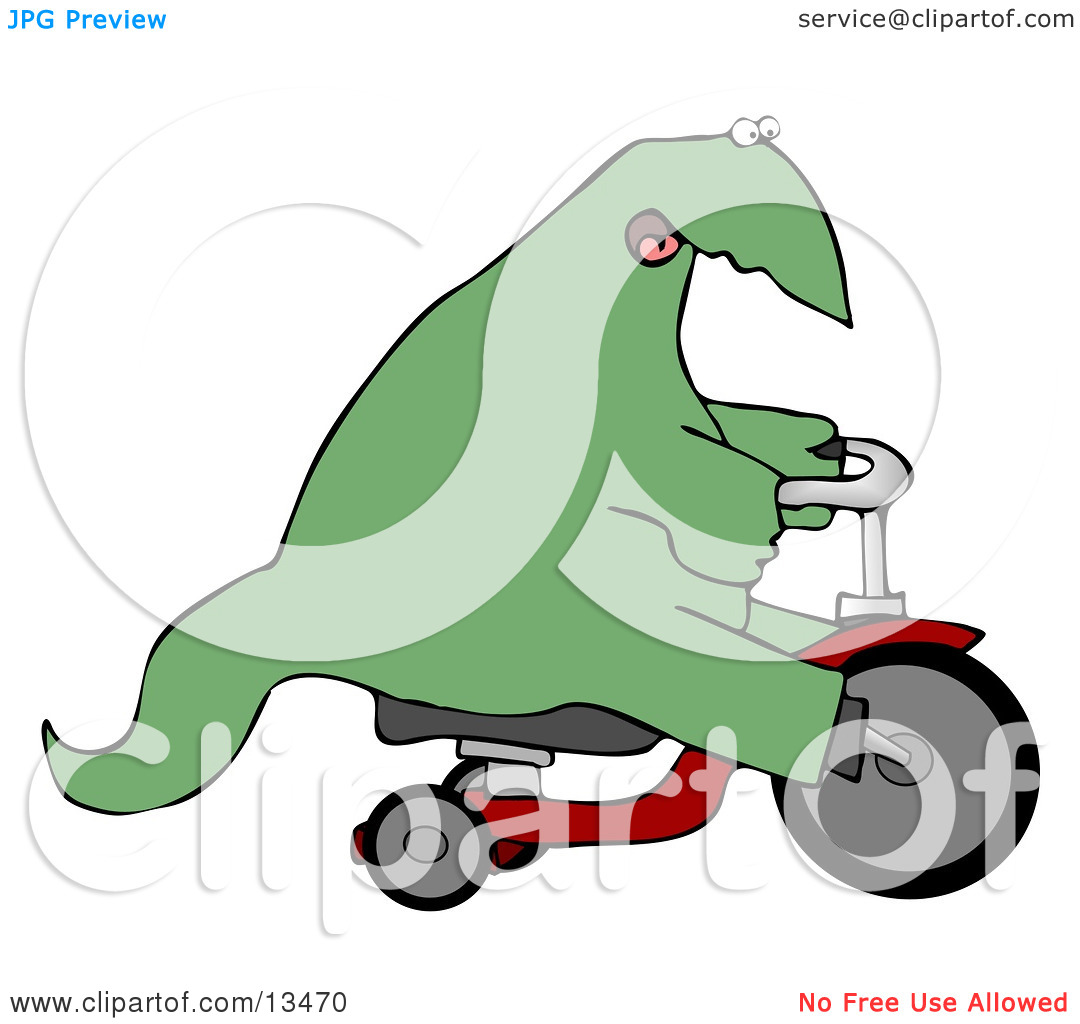 Happy Dino Riding A Tricycle Clipart Illustration By Djart  13470