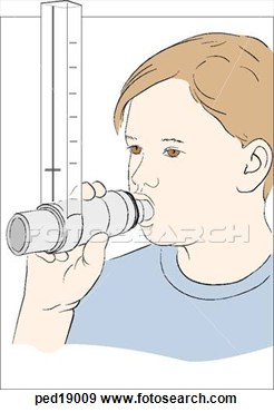 Illustration Of 8 Year Old Boy Demonstrating Proper Use Of Peak Flow