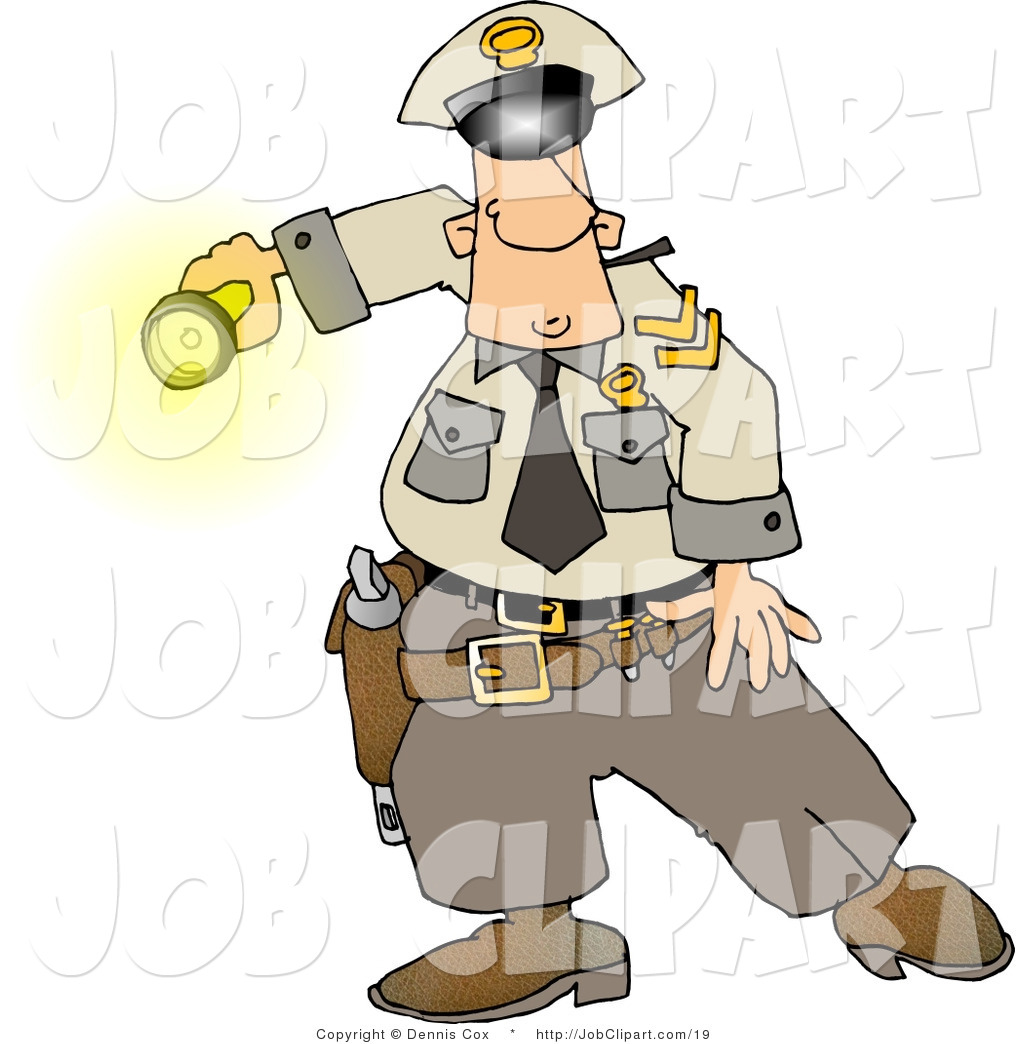 Job Clip Art Of A Graveyard Shift Police Officer Shinning His