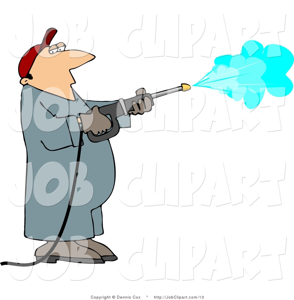 Larger Preview  Job Clip Art Of A Man Spraying With A Pressure Washer
