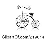 Rf Clipart Illustration Of An Ornate Black And White Bicycle Design