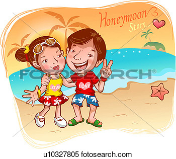 Stock Illustration   Beach Honeymoon  Fotosearch   Search Clipart