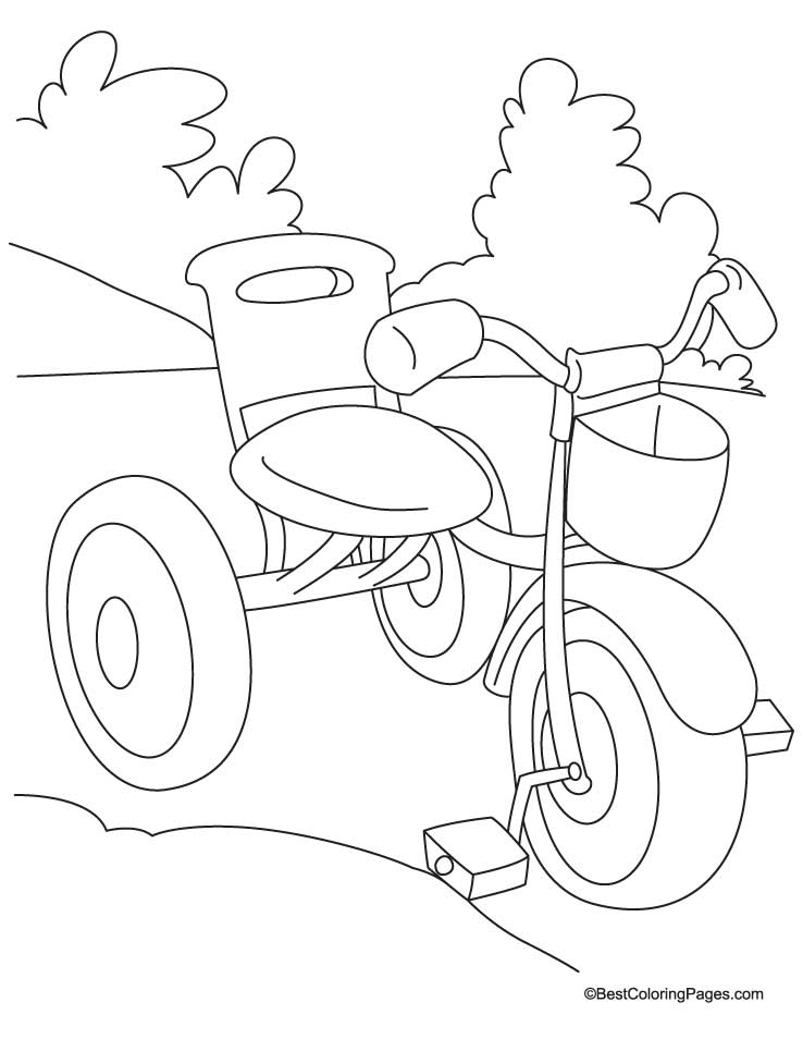 Tricycles And Cars Colouring Pages