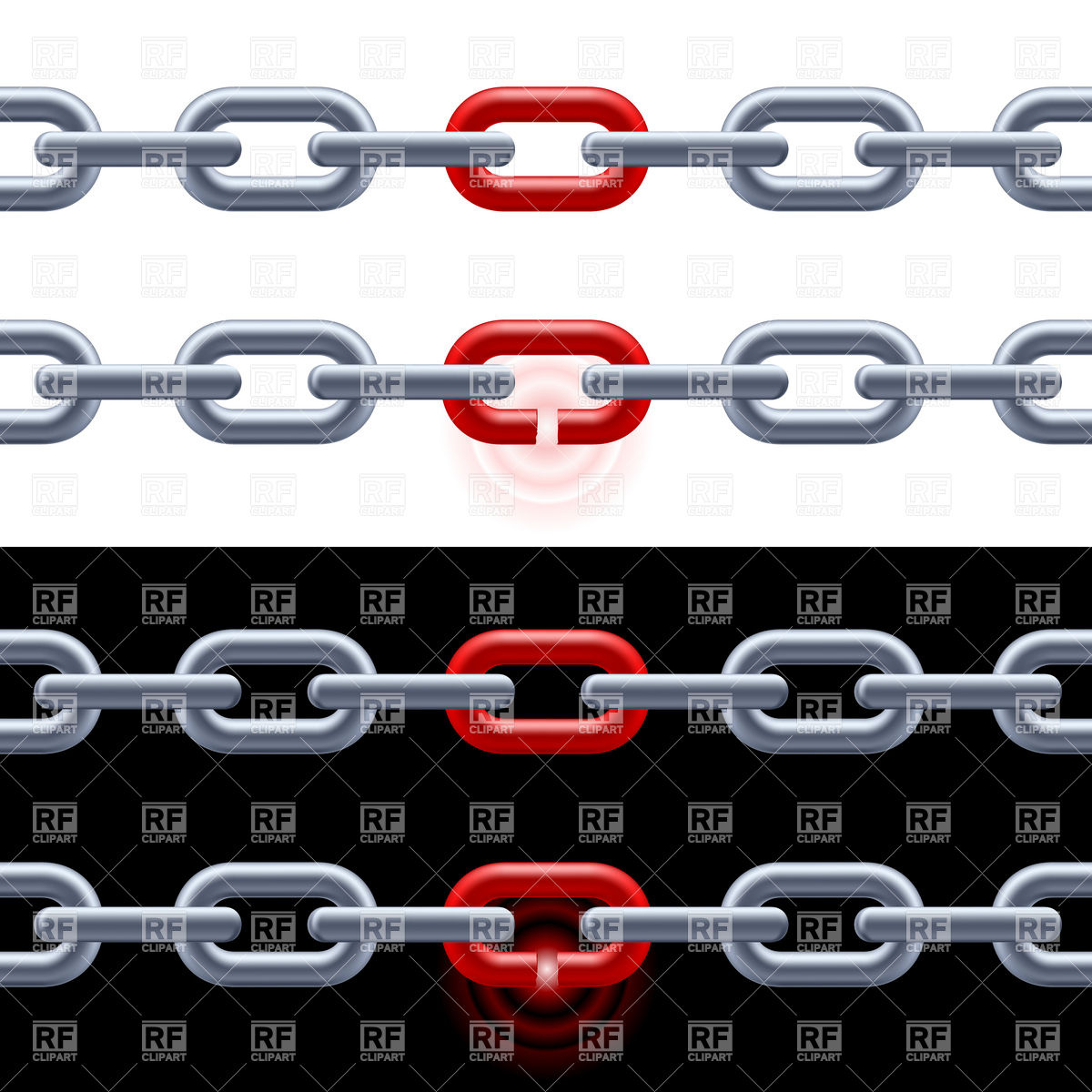 Weak Link   Chain With Red Link Download Royalty Free Vector Clipart    