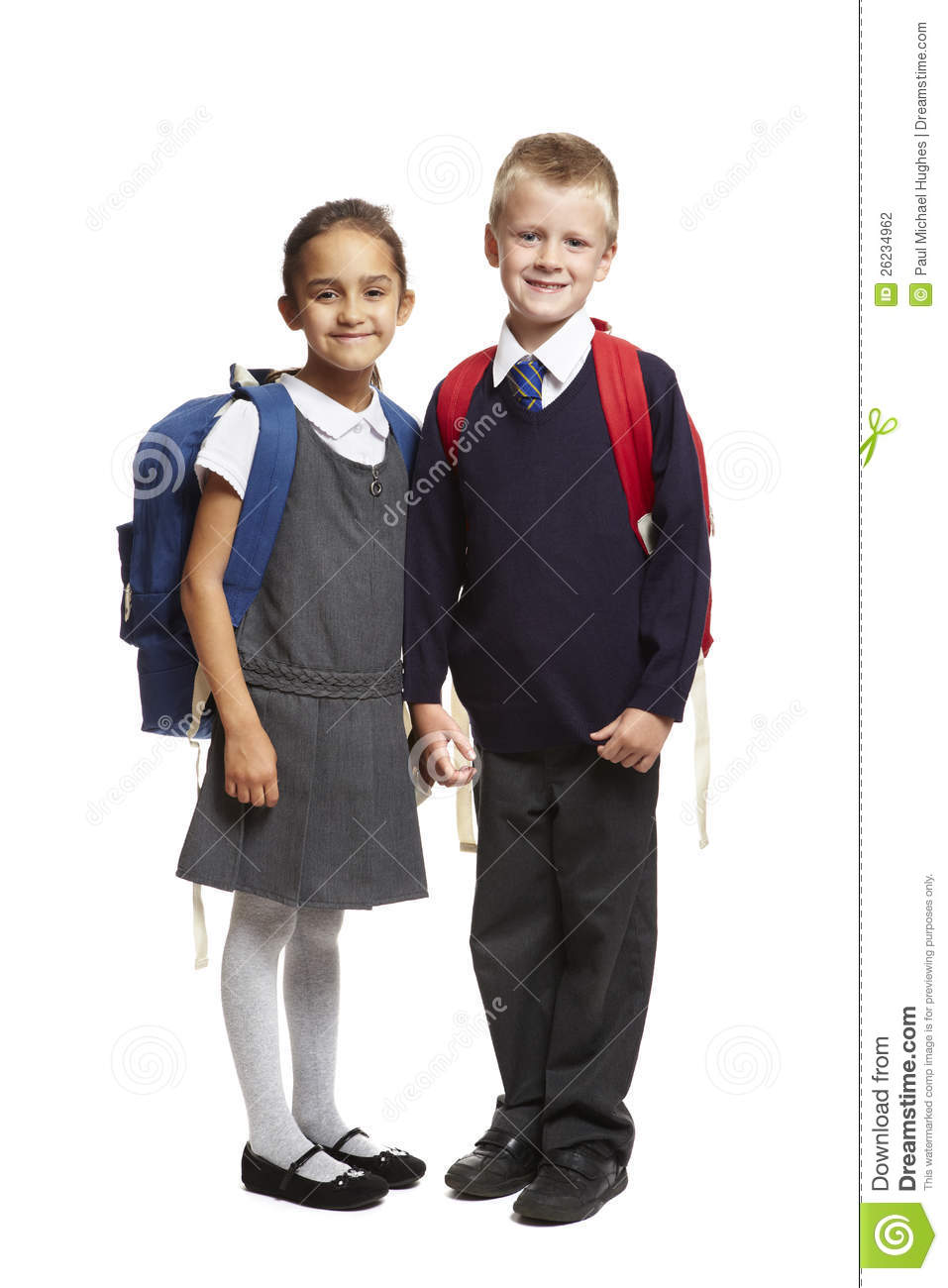 Year Old School Boy And Girl On White Background Stock Photography    