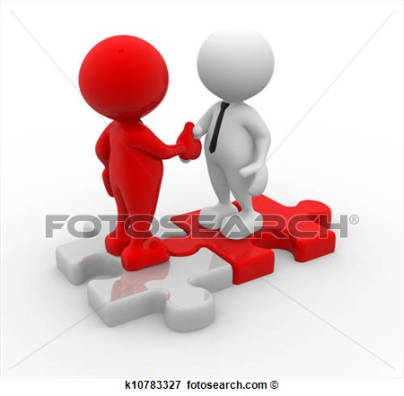 3d People   Men Person Shaking Hands On Puzzle Pieces  The Concept Of    