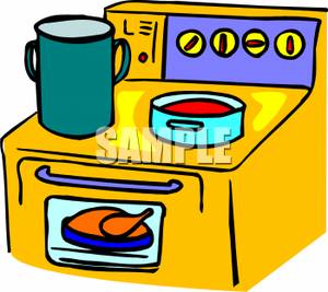 Cartoon Of A Turkey Cooking In An Oven A Pot And Pan Sitting On The    