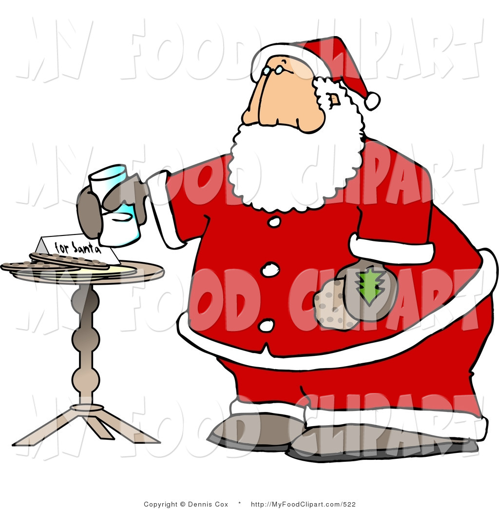 Clip Art Of A Festive Santa Claus With Fresh Milk And Cookies By Djart
