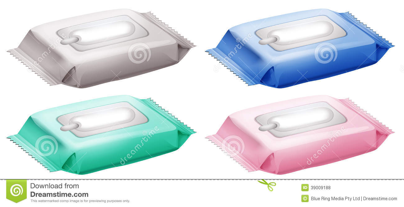 Illustration Of The Four Packs Of Baby Wipes On A White Background