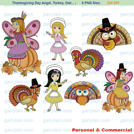 Items Similar To Thanksgiving Day Clip Art Digital Turkey Owl Clipart    