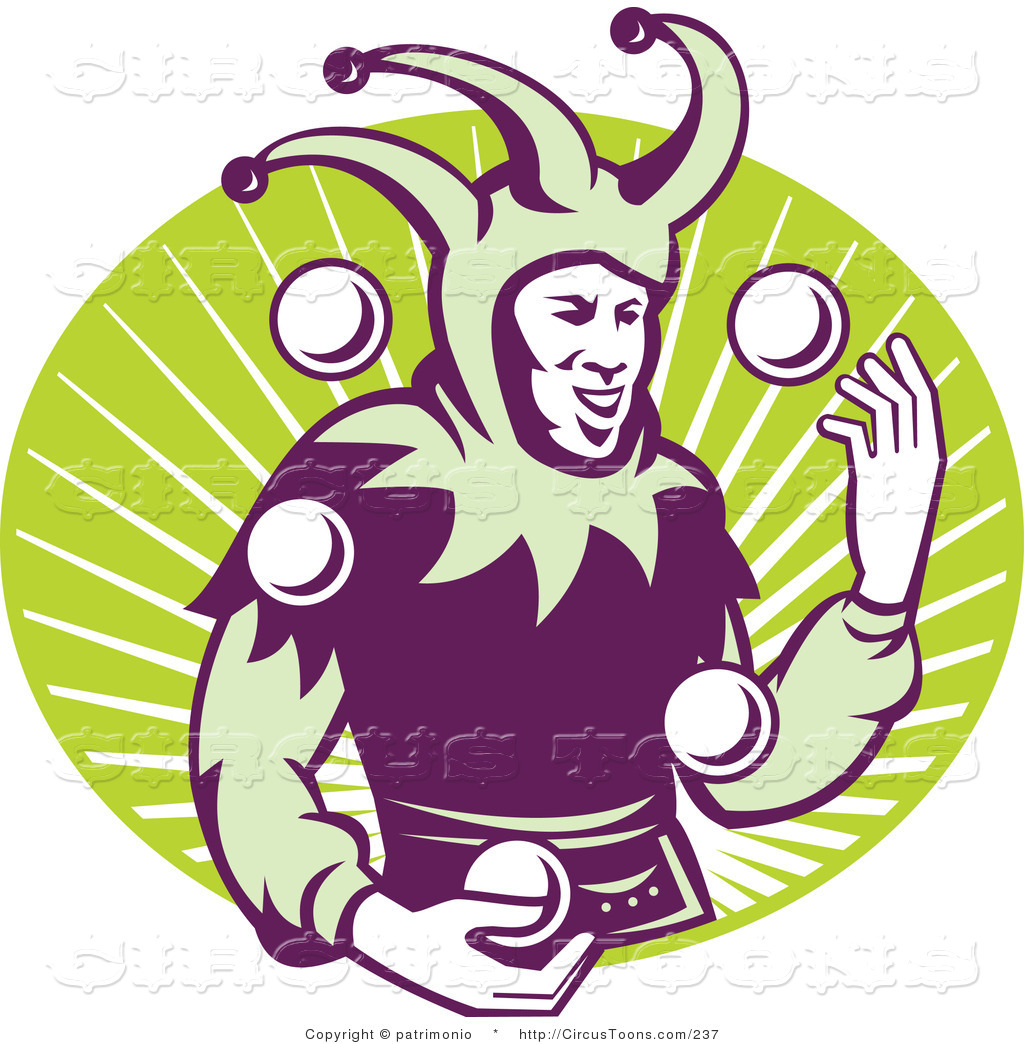 Larger Preview  Circus Clipart Of A Retro Court Jester Man Juggling