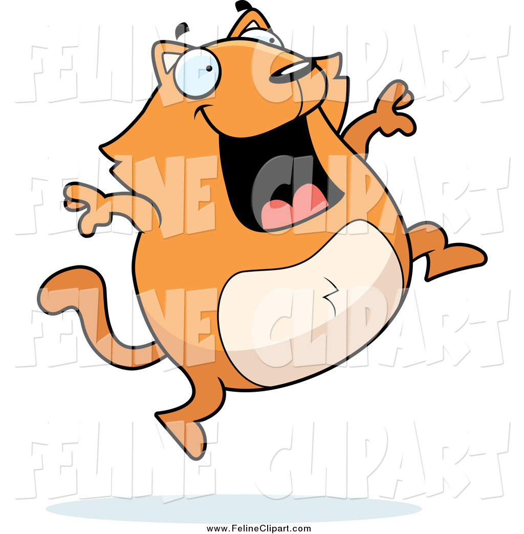 Larger Preview  Feline Clip Art Of A Happy Orange Cat Jumping By Cory    