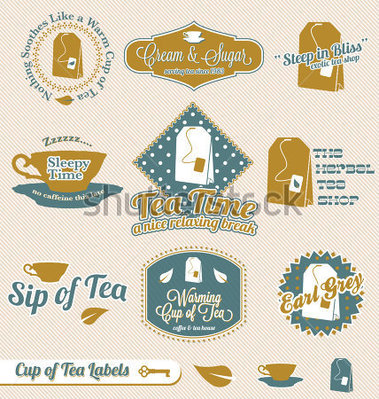 Signs   Symbols   Vector Set  Vintage Tea Time Labels And Stickers