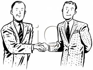 Two Men Shaking Hands On A Business Deal   Royalty Free Clipart    