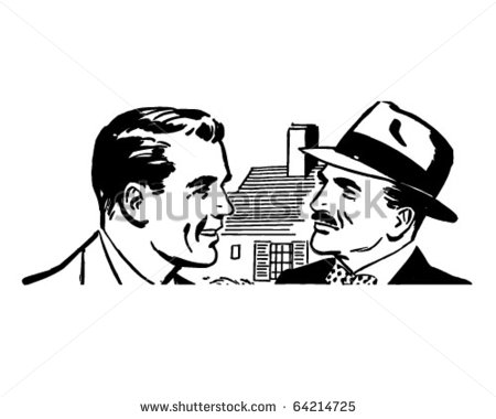 Two Men Talking   Retro Clipart Illustration   64214725   Shutterstock