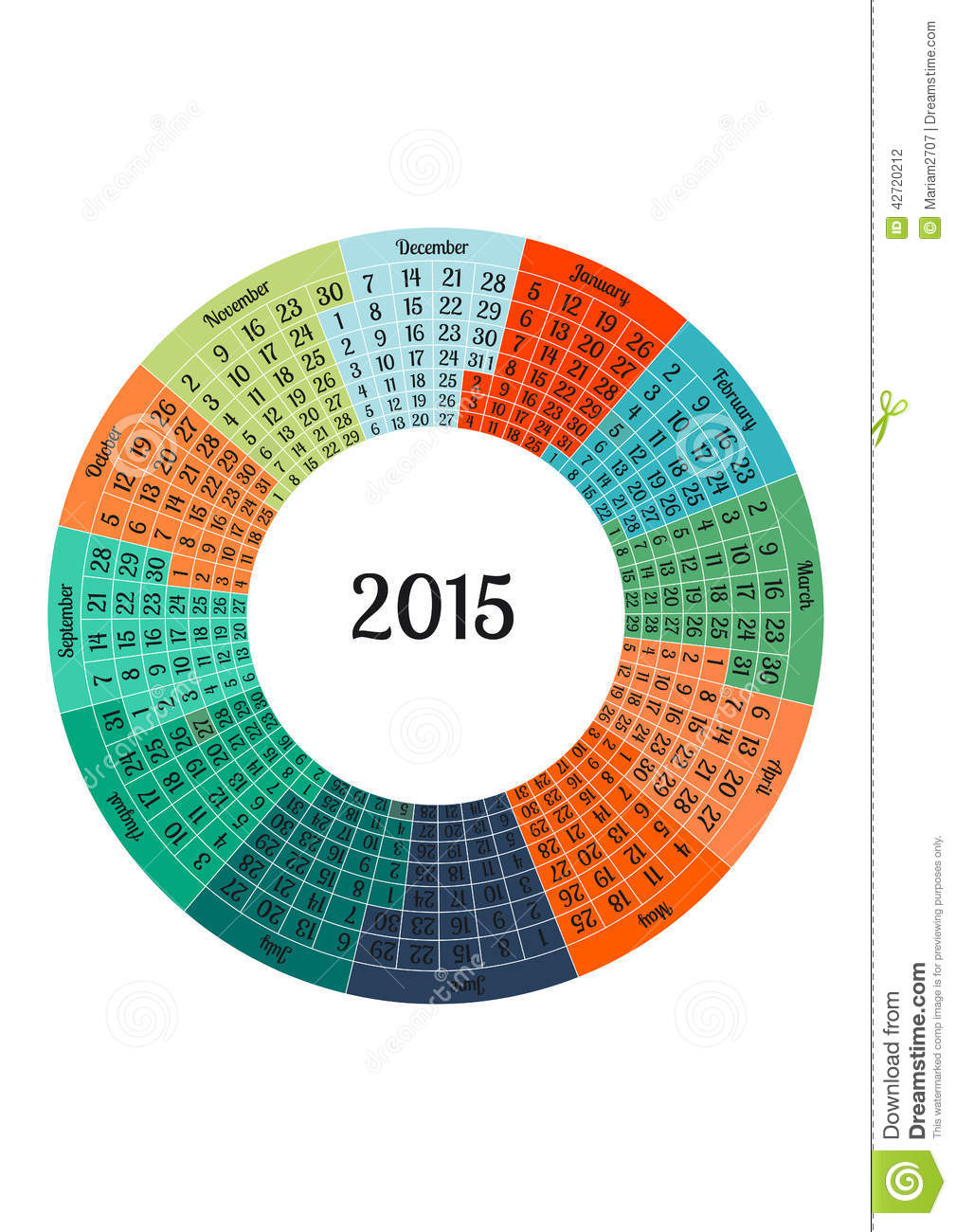 Circle Calendar 2015 Year Template Stock Vector   Image  42720212