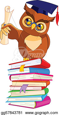 Clip Art Vector   Wise Owl With Graduation Cap  Stock Eps Gg57843781