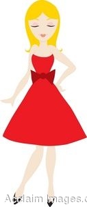 Clipart Illustration Of A Girl In A Red Party Dress  Clipart