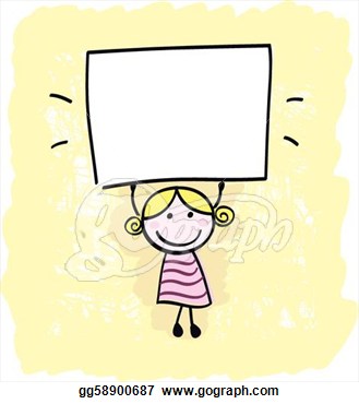 Kid Girl Holding Empty Blank Banner Sign Stock Gg58900687 Clipart