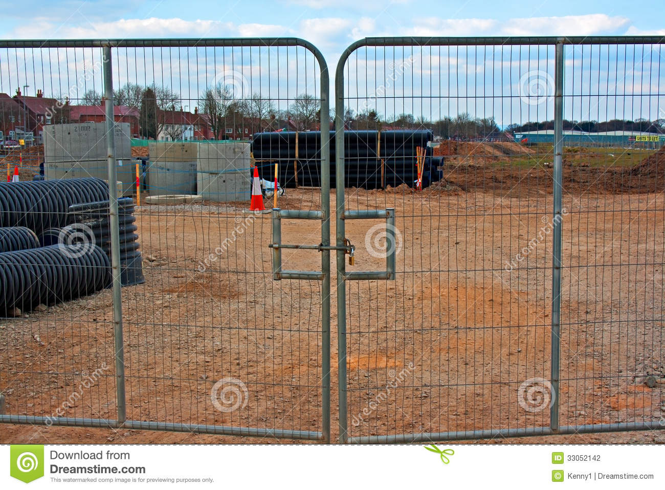Locked Gates On Construction Site Stock Photography   Image  33052142