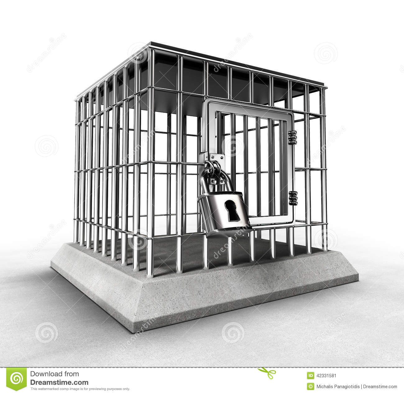 Locked Prison Cage With Heavy Metal Bars Stock Illustration   Image
