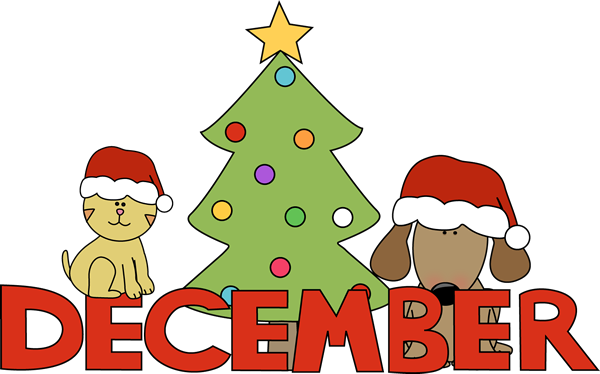 Month Of December Christmas Pets Clip Art Image   Month Of December In