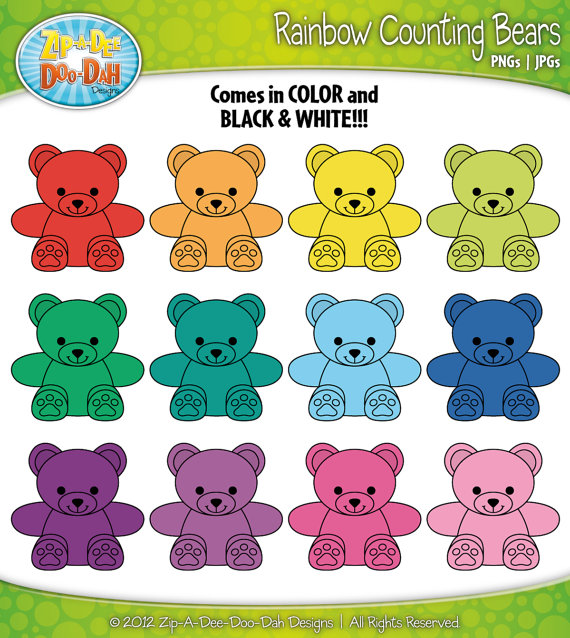 Rainbow Counting Bears Clipart Includes By Zipadeedoodahdesign