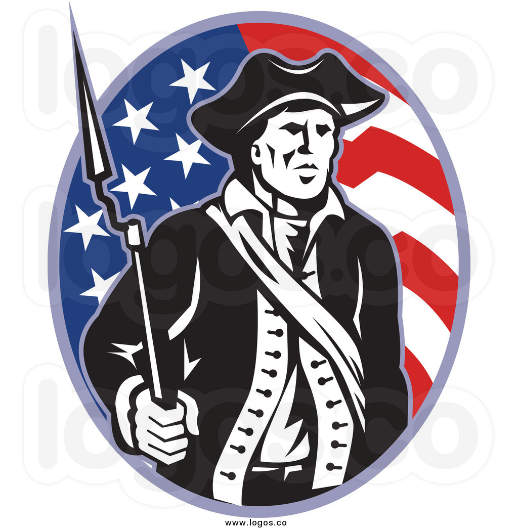 Royalty Free Clip Art Vector Logo Of A American Revolutionary Soldier    