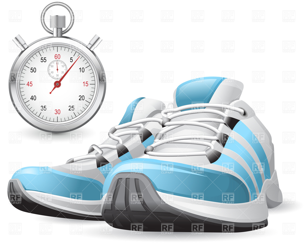 Running Shoes And Stopwatch Download Royalty Free Vector Clipart  Eps