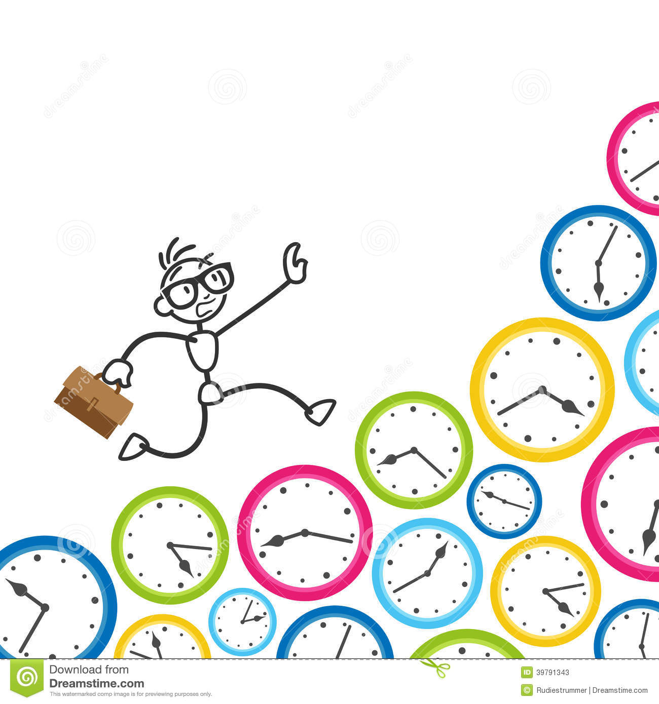 Stickman Stick Figure Time Management Clock Deadline Stock Vector    