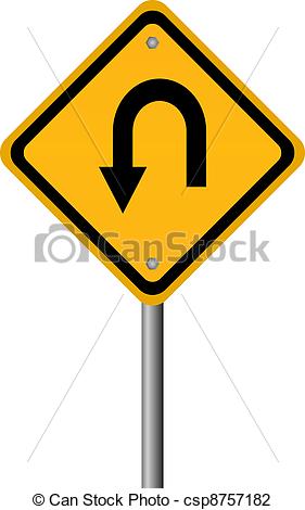 Turn Back Road Sign Vector Illustration Csp8757182   Search Clipart