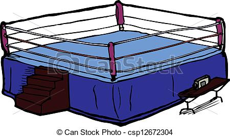 Vector Clipart Of Boxing Ring   Boxing Ring With Judges Table And