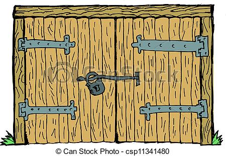 Vector Of Old Gate   Old Wooden Locked Gate On White Background
