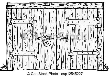 Wooden Locked Gate On White Background Csp12545227   Search Clipart