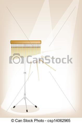 Art Vector Of A Musical Bar Chimes On Brown Stage Background   Music    