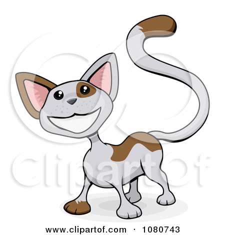Clipart Happy Calico Cat Smiling   Royalty Free Vector Illustration By