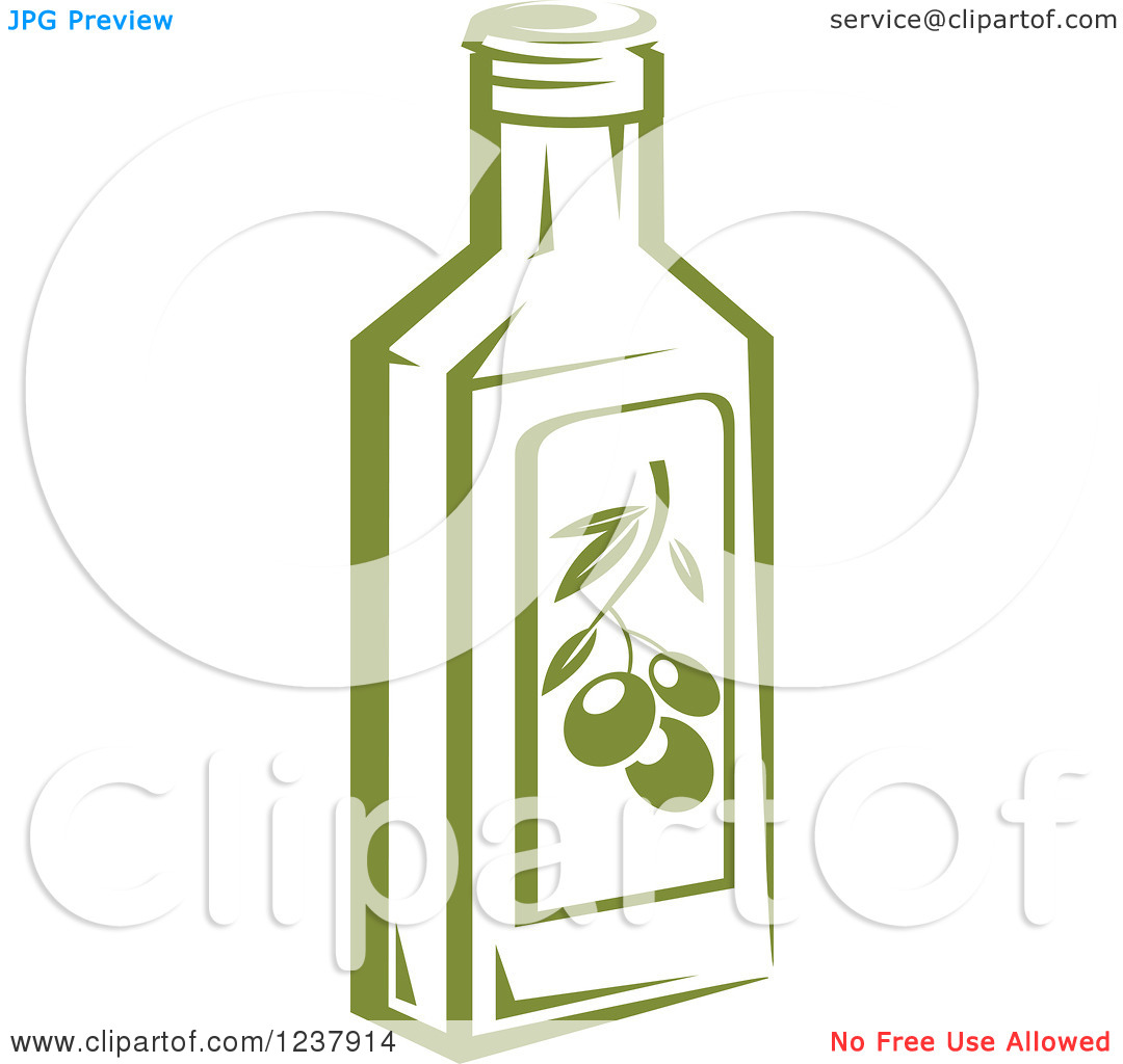Clipart Of A Green Olive Oil Jar   Royalty Free Vector Illustration By