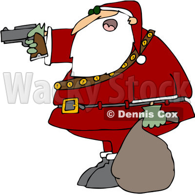 Clipart Santa Aiming A Gun   Royalty Free Vector Illustration   Djart