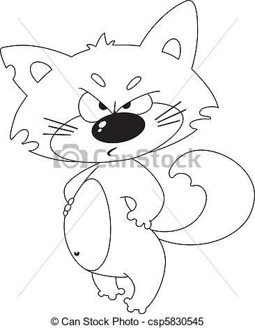 Clipart Vector Of Angry Cat Outlined   Illustration Of A Angry Cat