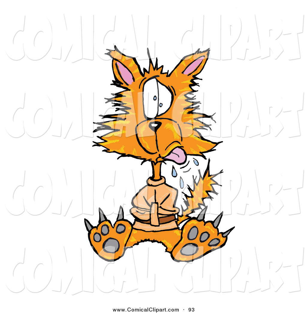 Comical Clip Art Of A Crazy Orange Cat In A Straight Jacket On White