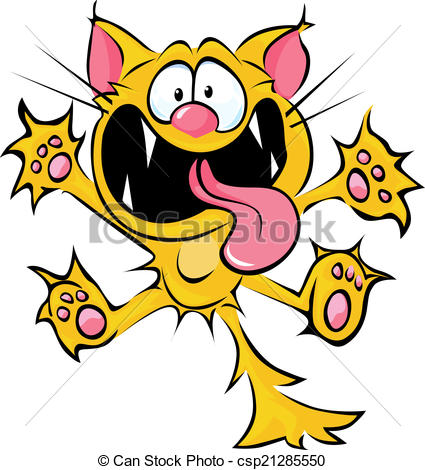 Crazy Cat Cartoon   Spitting And Scratching   Csp21285550