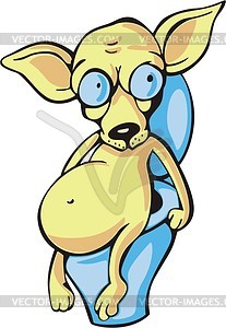 Funny Dog On Wc Pan   Vector Clipart