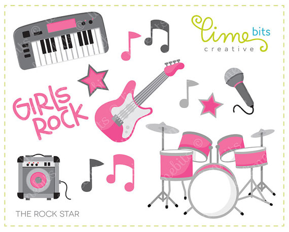 Girl Rock Star Clip Art By Limebitscreative On Etsy